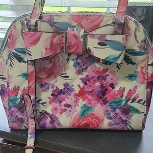 Betsey Johnson floral Dome Satchel With Bow Accent